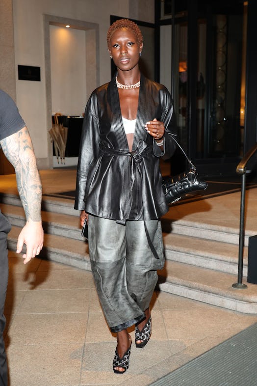 Jodie Turner-Smith is seen during the Milan Fashion Week - Womenswear Spring/Summer 2024 on Septembe...