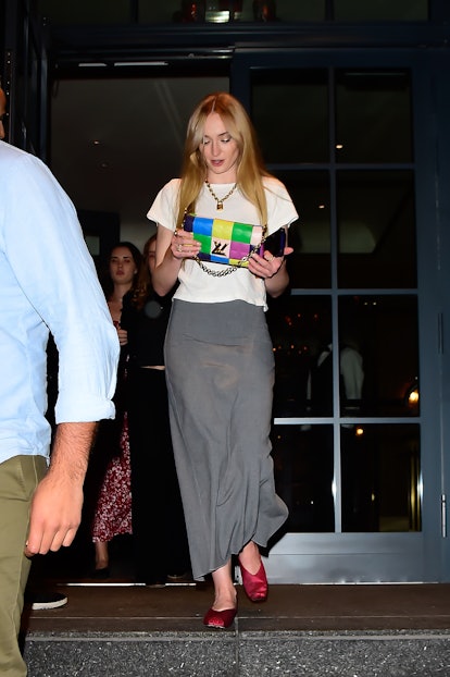 Sophie Turner is seen leaving a restaurant in Tribeca on September 21, 2023 in New York City. 