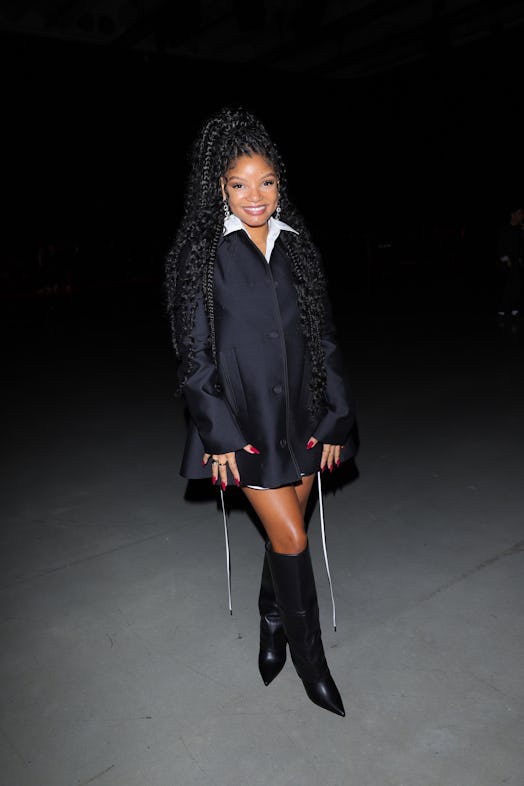 Halle Bailey is seen at Gucci Ancora during Milan Fasion week on September 22, 2023 in Milan, Italy.
