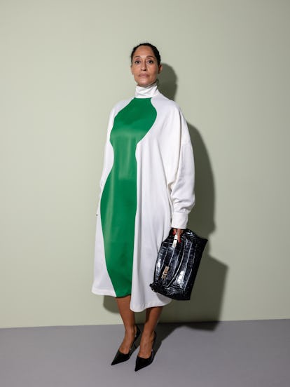 MILAN, ITALY - SEPTEMBER 23: Tracee Ellis Ross attends the Ferragamo fashion show during the Milan F...