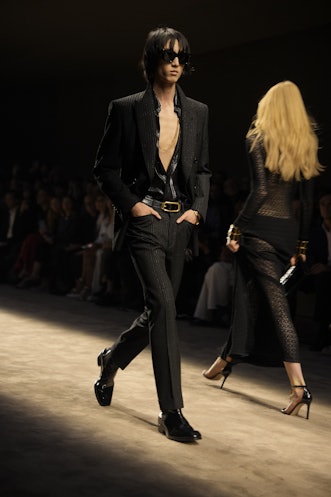 A model walks the runway at the Tom Ford Spring 2024 Ready To Wear Runway Show on September 21, 2023...
