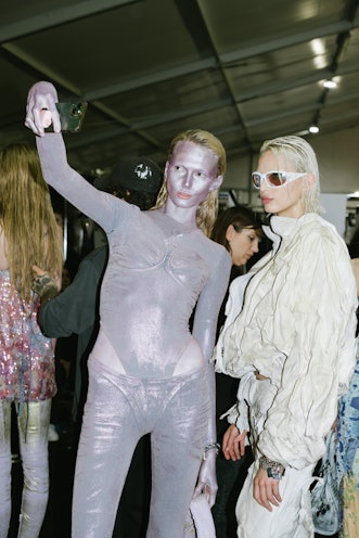 Models backstage at the Diesel Co-ed Spring 2024 Ready To Wear Fashion Show on September 20, 2023 in...
