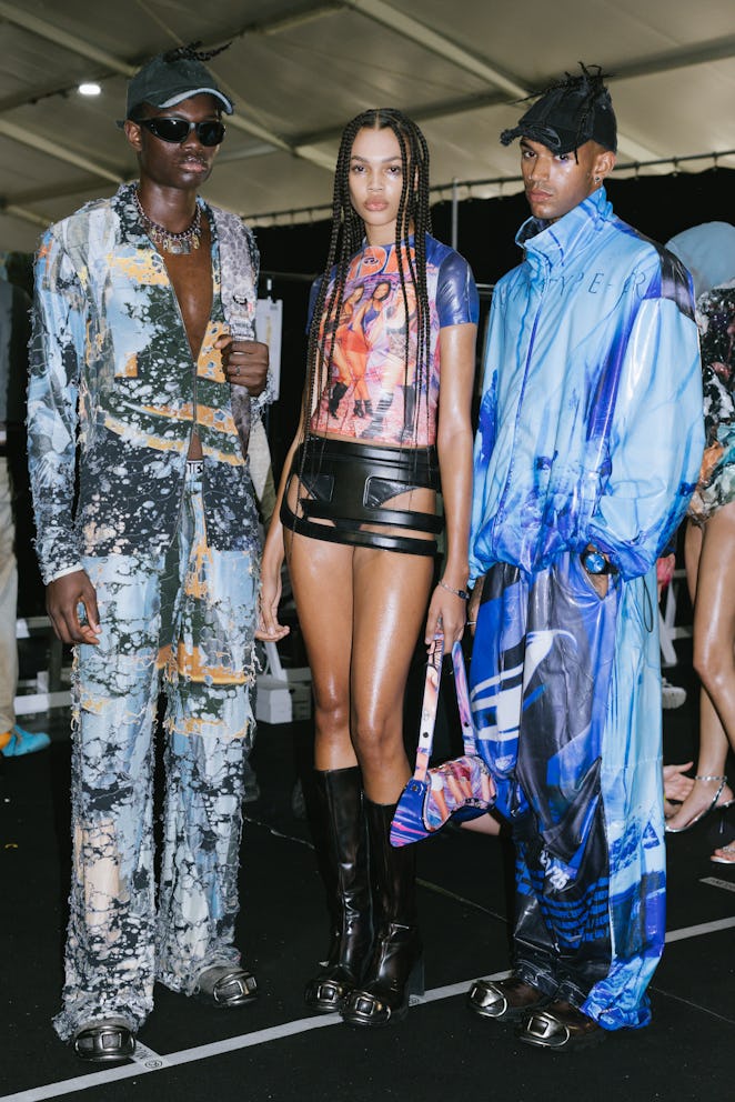 Models backstage at the Diesel Co-ed Spring 2024 Ready To Wear Fashion Show on September 20, 2023 in...