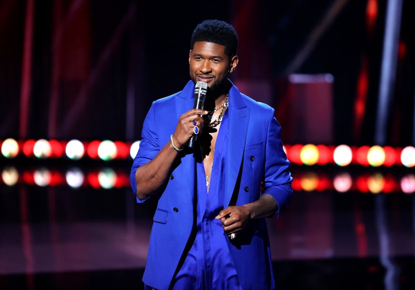 Usher speaks onstage at the 2021 iHeartRadio Music Awards at The Dolby Theatre in Los Angeles, Calif...