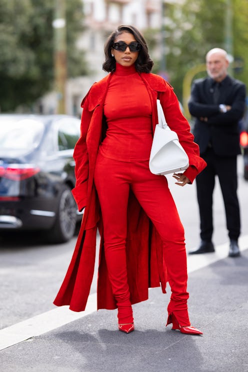 Lori Harvey outside the Ferragamo show during the Milan Fashion Week - Womenswear Spring/Summer 2024...