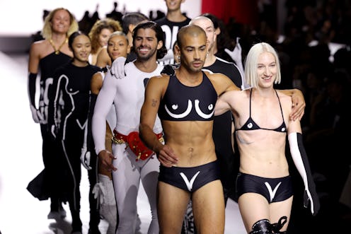 Models walk the runway at the Moschino fashion show during the Milan Fashion Week Womenswear Spring/...