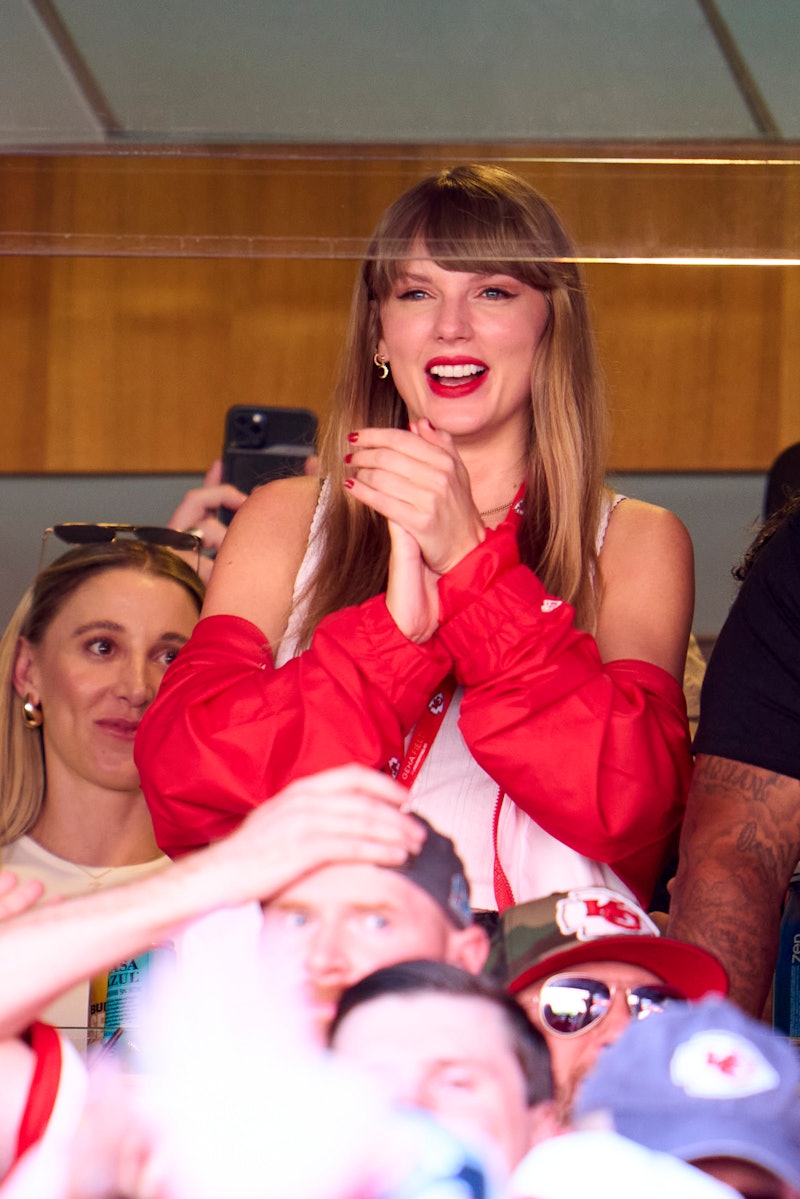 Taylor Swift at a football game for the Kansas City Chiefs.