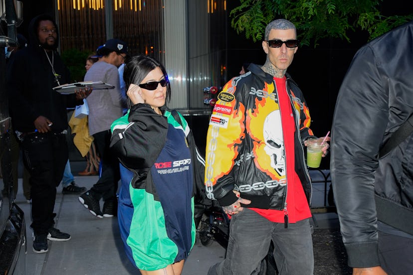 NEW YORK, NEW YORK - MAY 25: Kourtney Kardashian and Travis Barker are seen on May 25, 2023 in New Y...