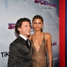 Zendaya and Tom Holland at the premiere of 'Spider-Man: No Way Home' at the Regency Village and Brui...