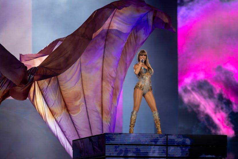 Inglewood, CA - August 07: Taylor Swift performs during The Eras Tour at SoFi Stadium in Inglewood M...