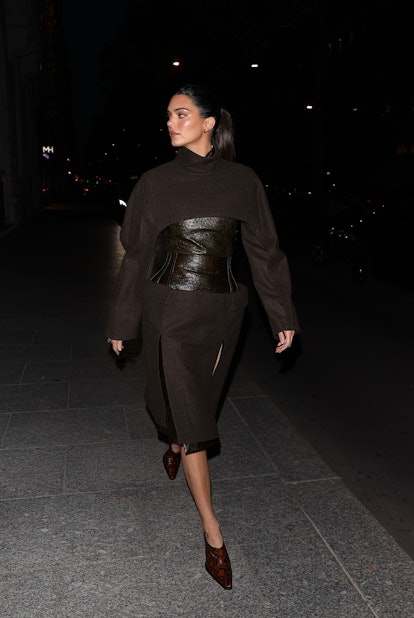 Kylie Jenner: Black Quilted Dress, Clear Mules