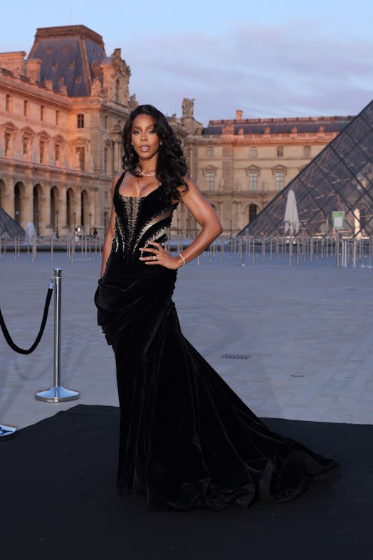Kelly Rowland attends the Lancome X Louvre photocall as part of Paris Fashion Week on September 26, ...