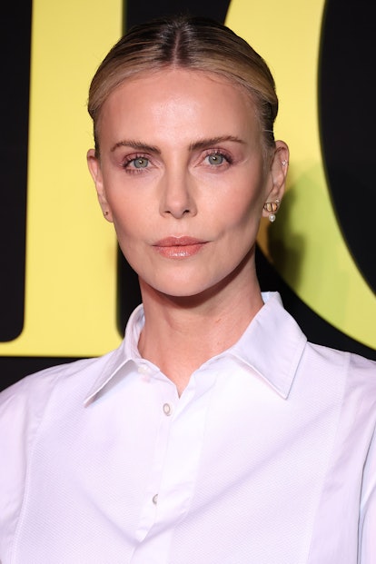 Charlize Theron fluffed-up eyebrows at Dior s/s 2024