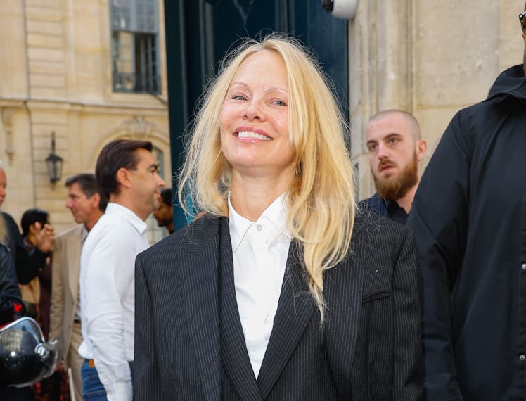 PARIS, FRANCE - SEPTEMBER 27: Pamela Anderson is seen attending The Row runway show during Paris Fas...