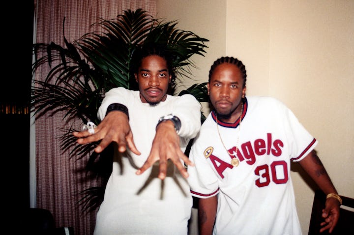 Rappers André 3000 (André Benjamin) and Big Boi (Antwan Patton) of Outkast poses for photos at the H...