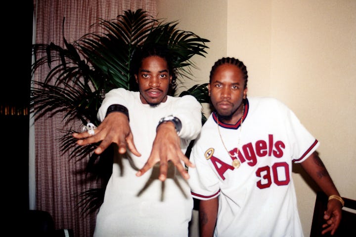 Rappers André 3000 (André Benjamin) and Big Boi (Antwan Patton) of Outkast poses for photos at the H...