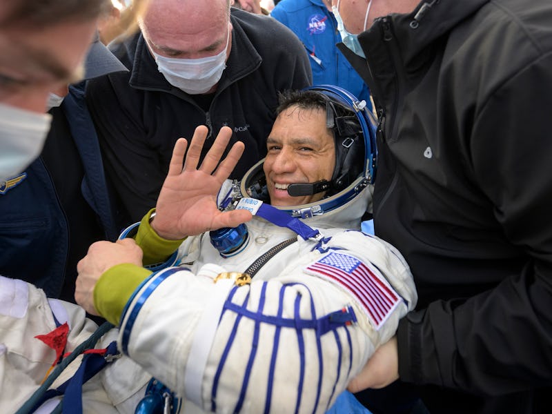 ZHEZKAZGAN, KAZAKHSTAN - SEPTEMBER 27: In this handout provided by NASA, Expedition 69 NASA astrona...