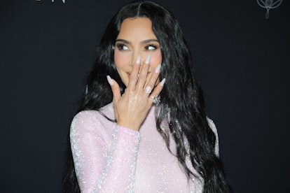 Kim Kardashian's strawberry milk nails give Libra vibes.