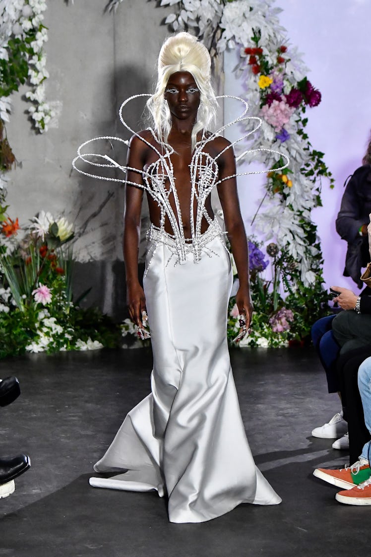 PARIS, FRANCE - SEPTEMBER 25: Ildjima walks the runway during the Weinsanto Ready to Wear Spring/Sum...