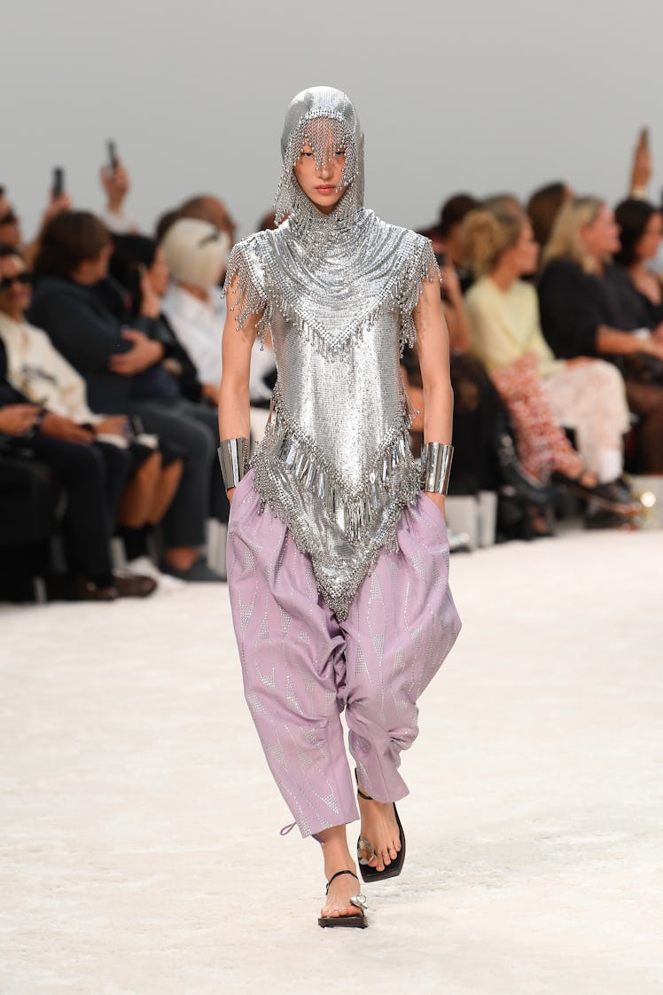 Model on the runway at Rabanne Ready To Wear Spring 2024 held at Palais de Tokyo on September 28, 20...