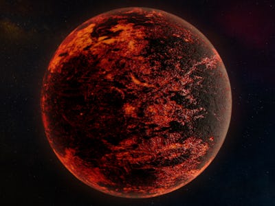 Illustration of 55 Cancri e (also known as Janssen), an exoplanet in the 55 Cancri binary star syste...