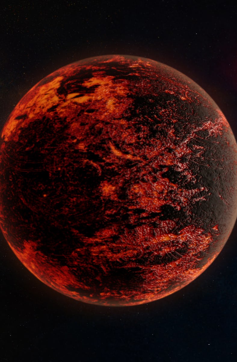 Illustration of 55 Cancri e (also known as Janssen), an exoplanet in the 55 Cancri binary star syste...