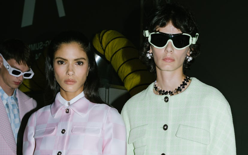 Backstage at the Versace Spring 2024 Ready To Wear Runway Show on September 22, 2023 in Milan, Italy...