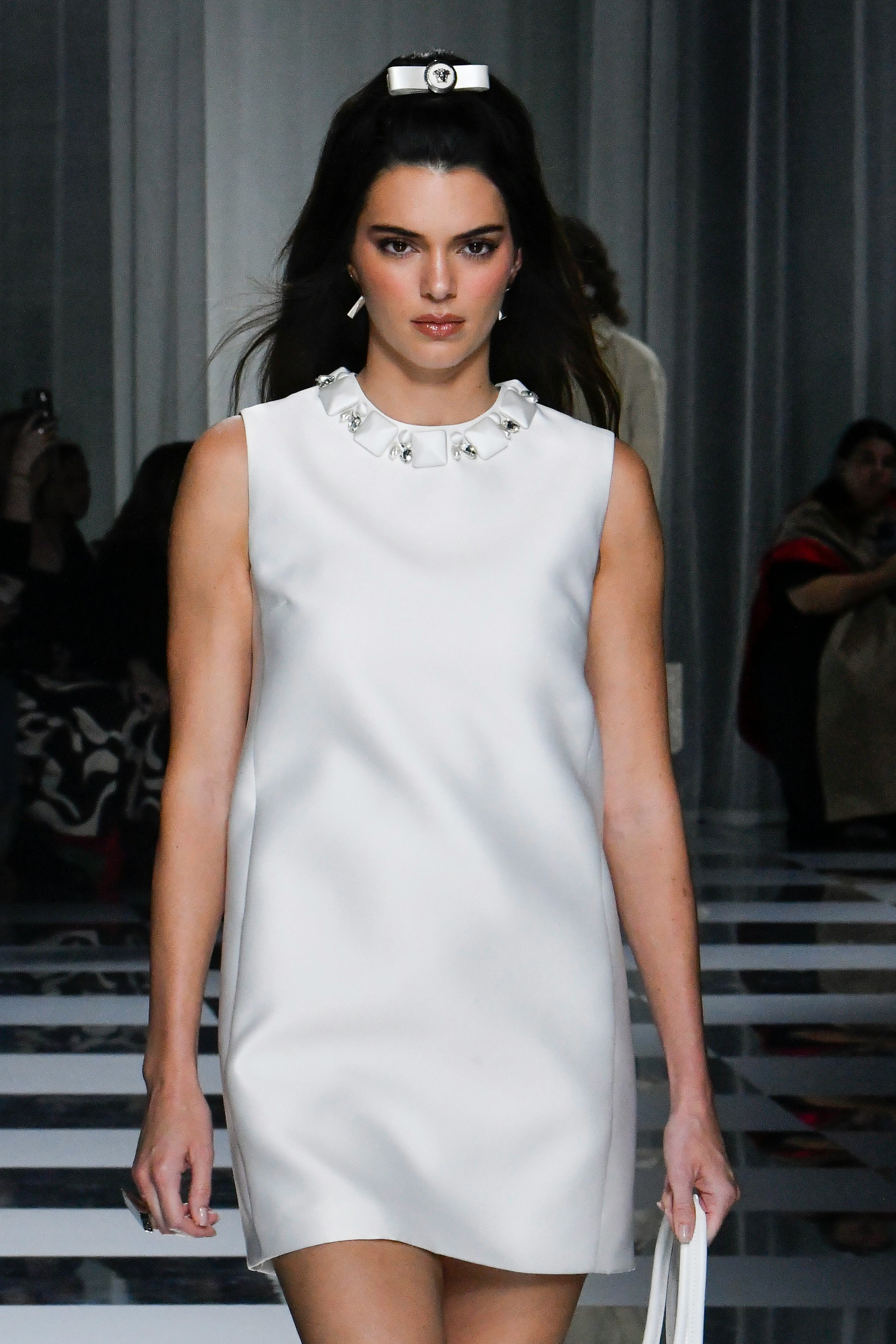 Kendall Jenner&rsquo;s sheer nails at Versace Spring/Summer 2024 during Milan Fashion Week in September 20&hellip;