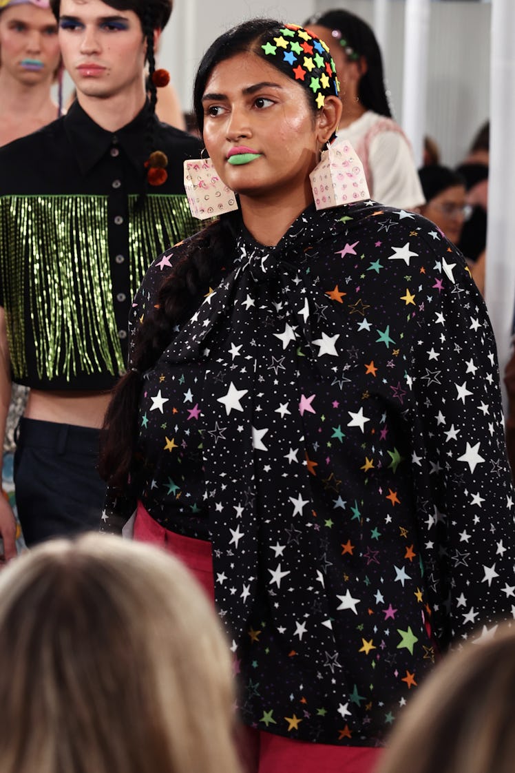 NEW YORK, NEW YORK - SEPTEMBER 11: A model walks the runway at the Melke fashion show during New Yor...