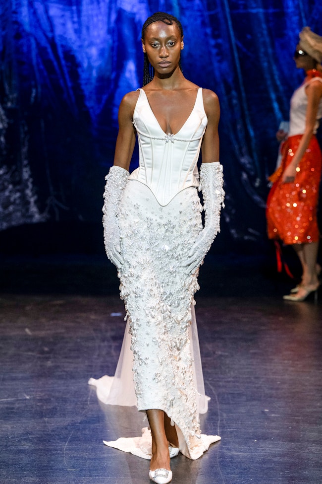 NEW YORK, USA - SEPTEMBER 12: A model walks the runway during the Wiederhoeft Ready to Wear Spring/S...