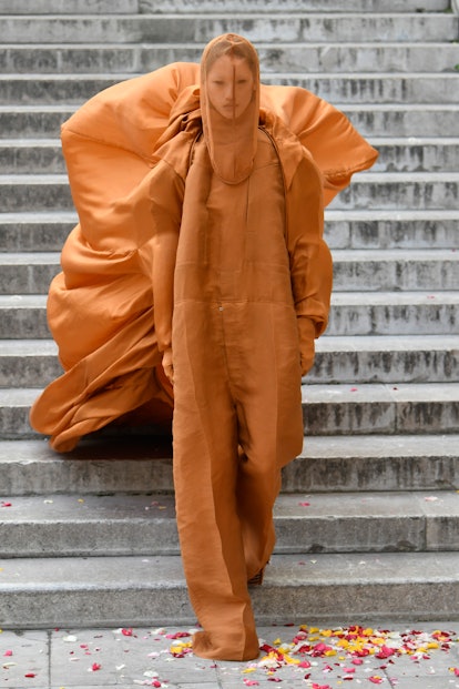 A model walks the runway during the Rick Owens Ready to Wear Spring/Summer 2024 fashion show. 