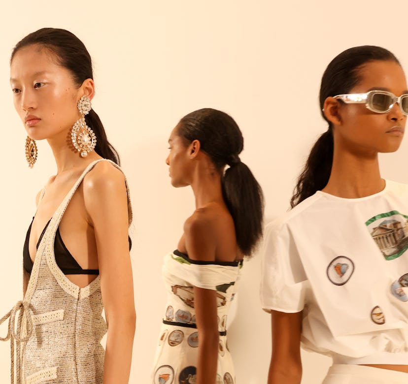 low ponytails paris fashion week spring/summer 2024 beauty trend