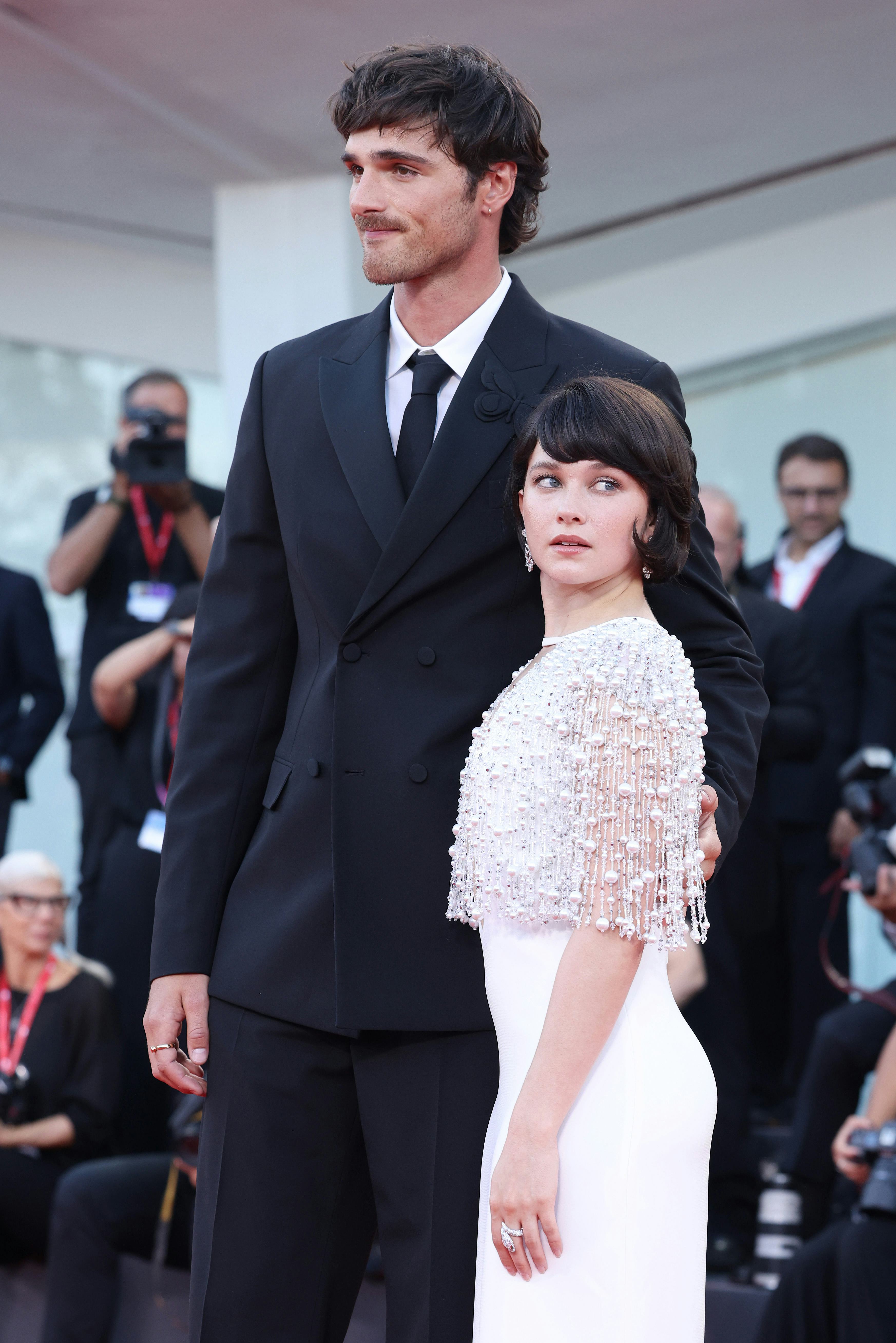 VENICE, ITALY - SEPTEMBER 04:Cailee Spaeny and Jacob Elordi attend a red carpet for the movie "Prisc...