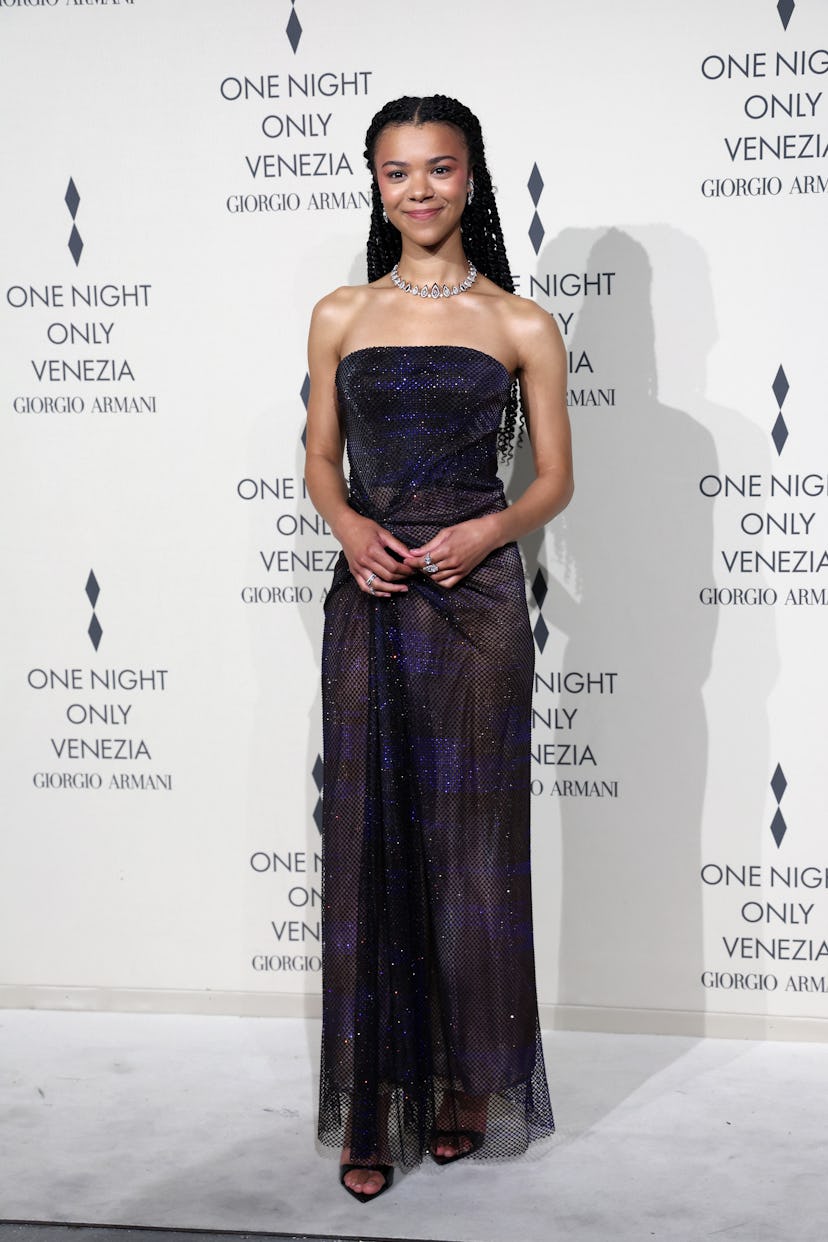 VENICE, ITALY - SEPTEMBER 02: India Ria Amarteifio attends Giorgio Armani "One Night In Venice" phot...