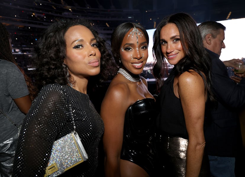 Kerry Washington, Kelly Rowland and Meghan, Duchess of Sussex, attend the "RENAISSANCE WORLD TOUR" a...