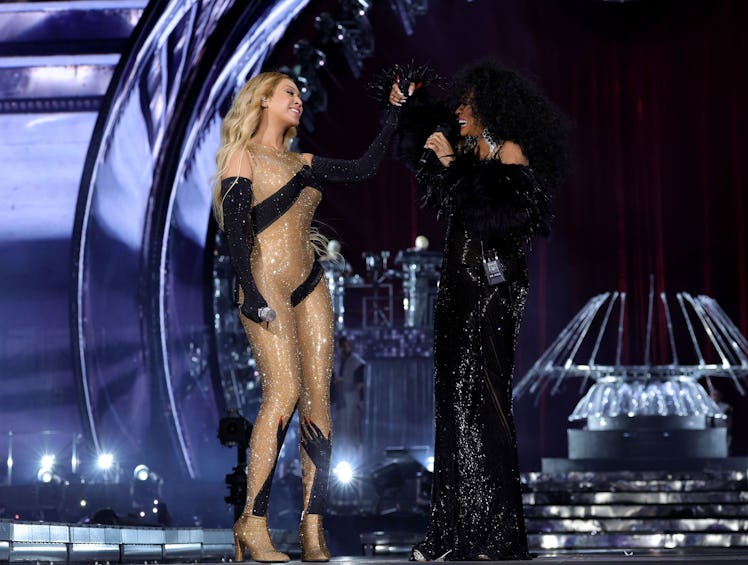 Beyoncé and Diana Ross perform onstage during the "RENAISSANCE WORLD TOUR" 