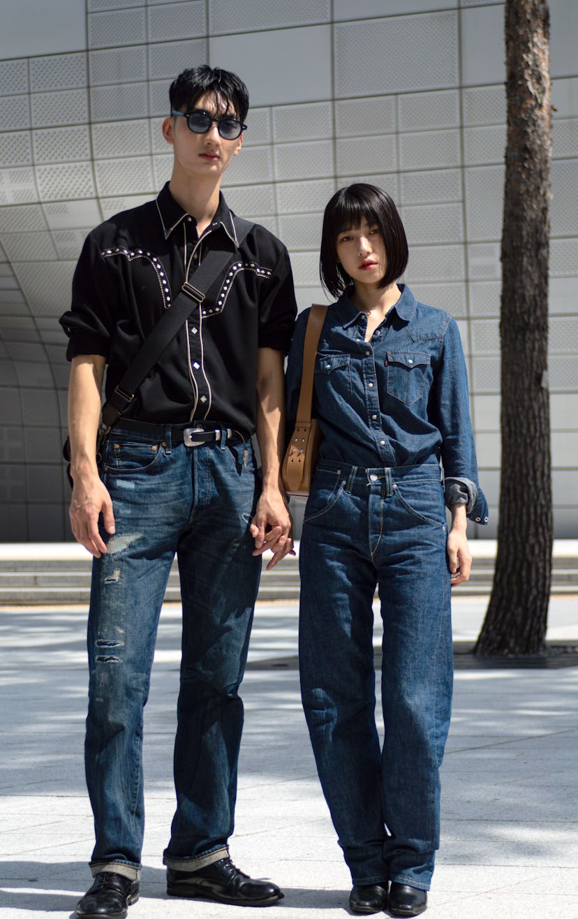 SEOUL, SOUTH KOREA - SEPTEMBER 05: (L-R) SeungHyeon Park and Noh Yuju at Seoul Fashion Week S/S 2024...