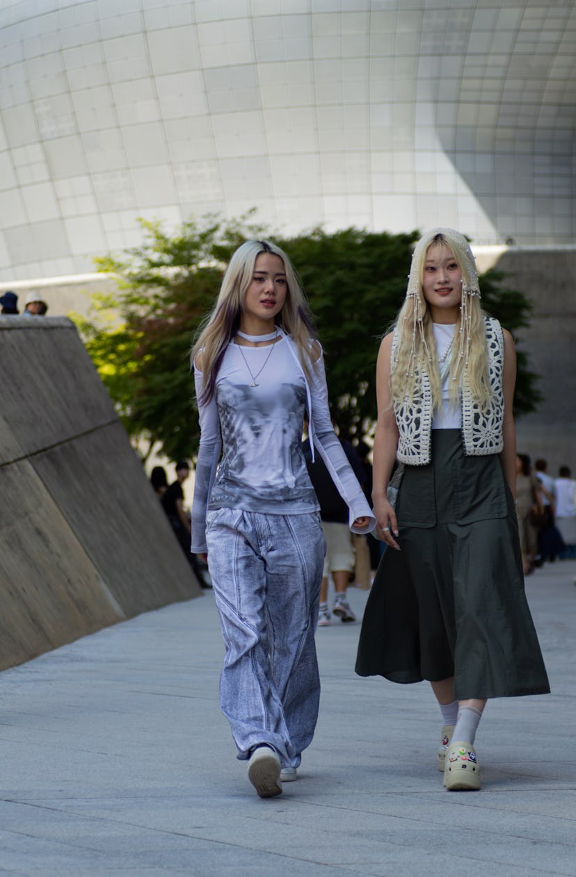 SEOUL, SOUTH KOREA - SEPTEMBER 06: (L to R) Hanui & Reina at Seoul Fashion Week S/S 2024 on Septembe...