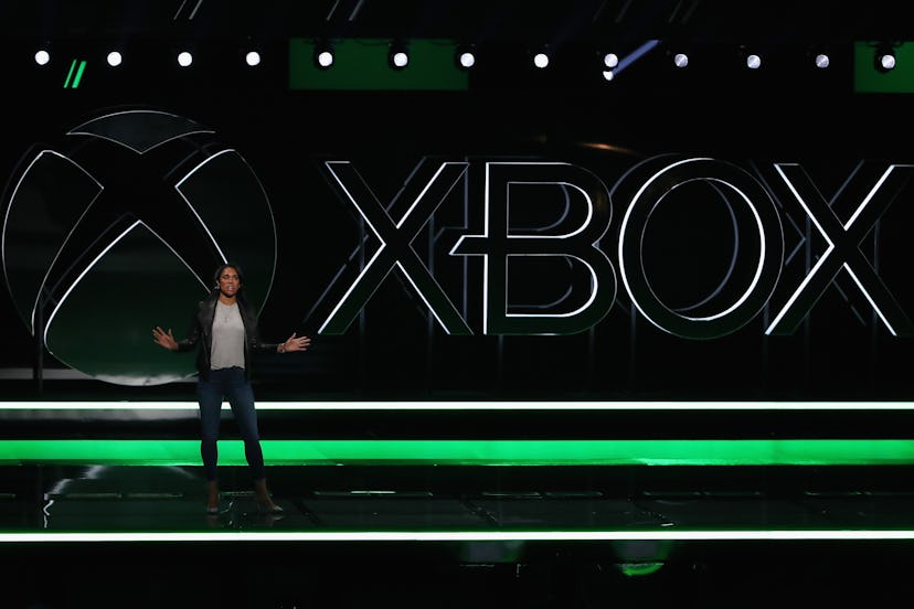 LOS ANGELES, CALIFORNIA - JUNE 09:  Sarah Bond, Head of Xbox Partnerships, speaks during the Xbox E3...