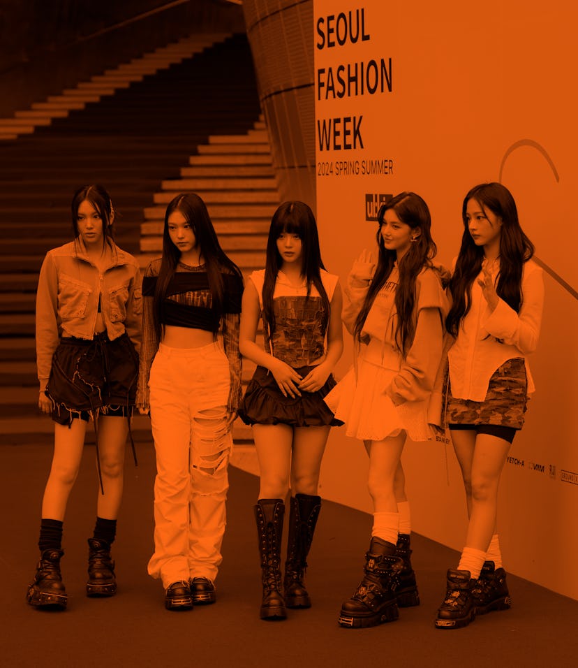 SEOUL, SOUTH KOREA - SEPTEMBER 05:  (L-R) Hyein, Haerin, Hanni, Danielle and Minji of girl group New...