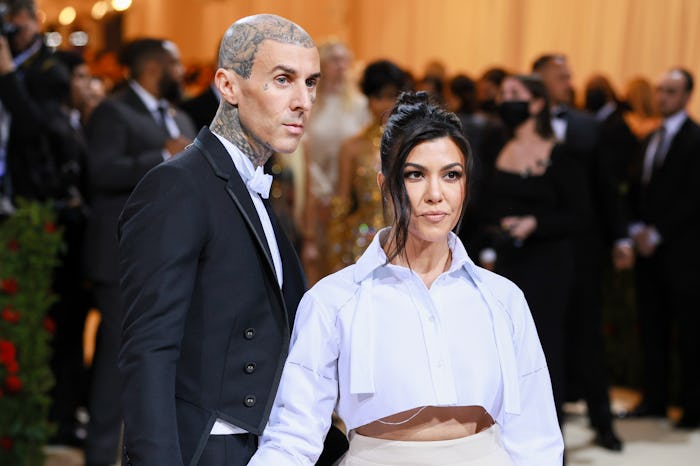 NEW YORK, NEW YORK - MAY 02: (L-R) Travis Barker and Kourtney Kardashian attend The 2022 Met Gala Ce...