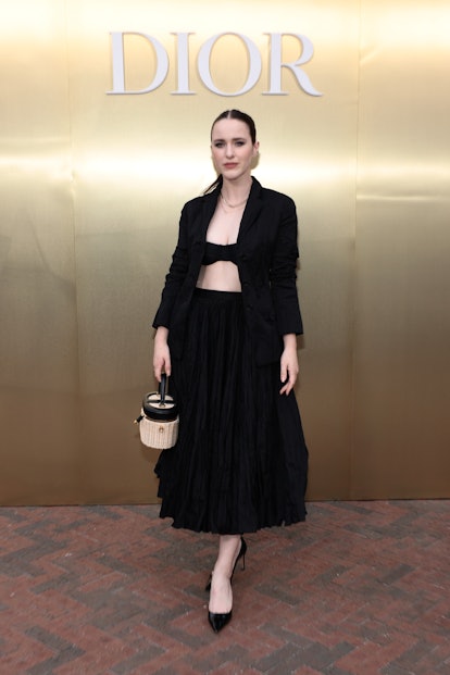 Rachel Brosnahan attends as Dior and Jean-Michel Othoniel Present J'adore As Seen By Jean-Michel Oth...