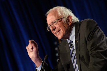 US Senator Bernie Sanders, Independent of Vermont, speaks at George Washington University in Washing...