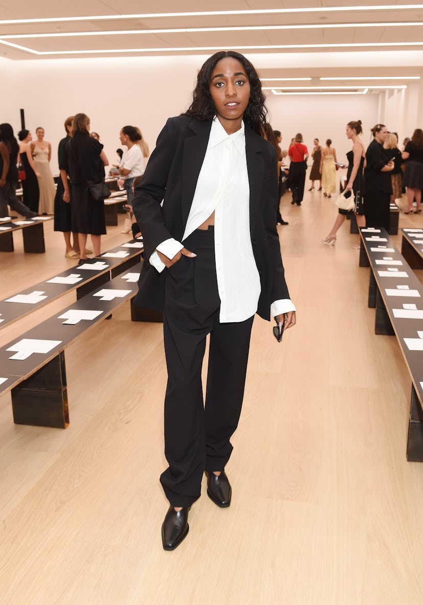 Ayo Edebiri at the Proenza Schouler Spring 2024 Ready To Wear Fashion Show at Phillips Auction House...