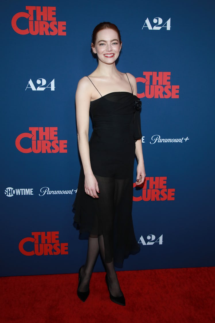 Emma Stone attends the Los Angeles season finale premiere of A24 and Showtime's "The Curse" at Fine ...