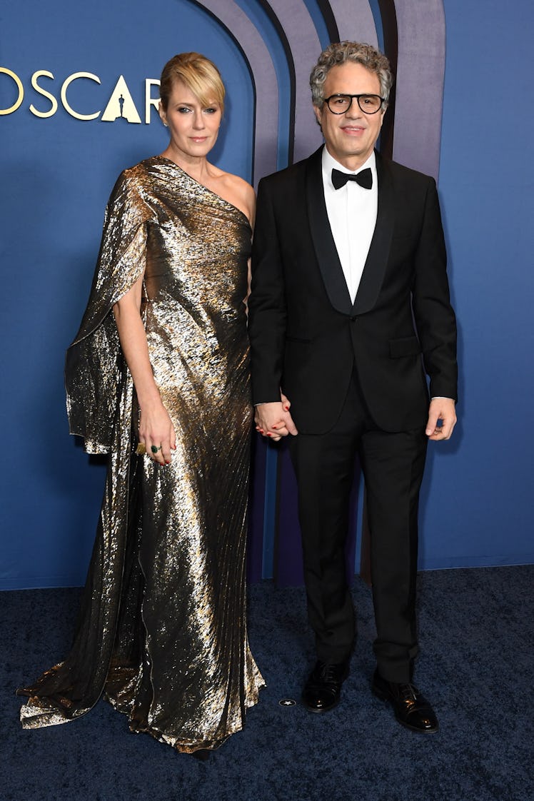 US actor Mark Ruffalo (R) and spouse US actress Sunrise Coigney