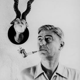 MARCH 11, 1959 - LA JOLLA: Children's book author Theodor Seuss Geisel with a  whimsical plant-sprou...