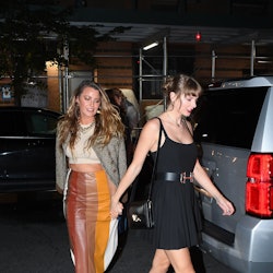 Taylor Swift wears a Reputation mini dress and snake boots with Blake Lively and Zoë Kravitz