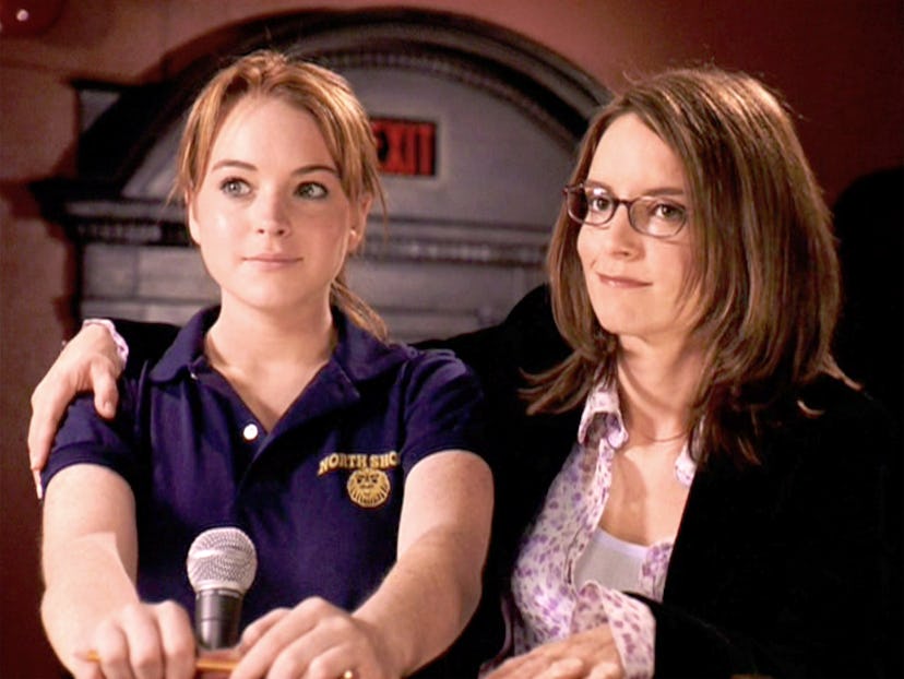 Lindsay Lohan as Cady Heron and Tina Fey as Ms. Sharon Norbury in ‘Mean Girls.'