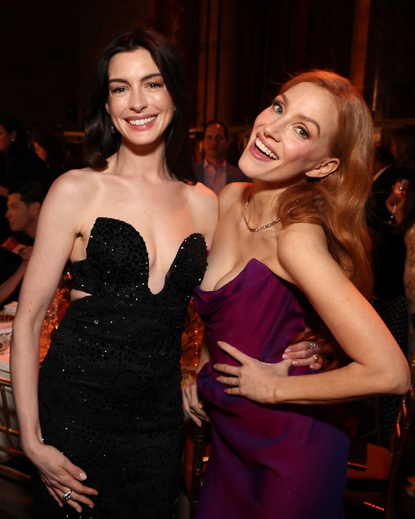 Anne Hathaway and Jessica Chastain attend the National Board Of Review 2024 Awards Gala at Cipriani ...